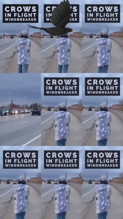 Crows in Flight - 女性用 (ユニセックス) ウインドブレーカー - スモークグラス