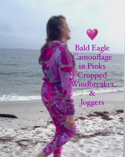 Bald Eagle Camouflage in Pinks -  Women’s cropped windbreaker