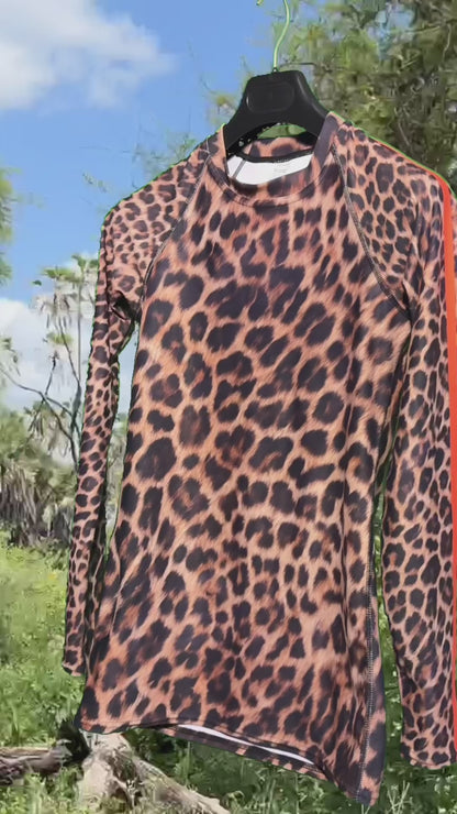 Leopard Rash Guard Orange Stripe
