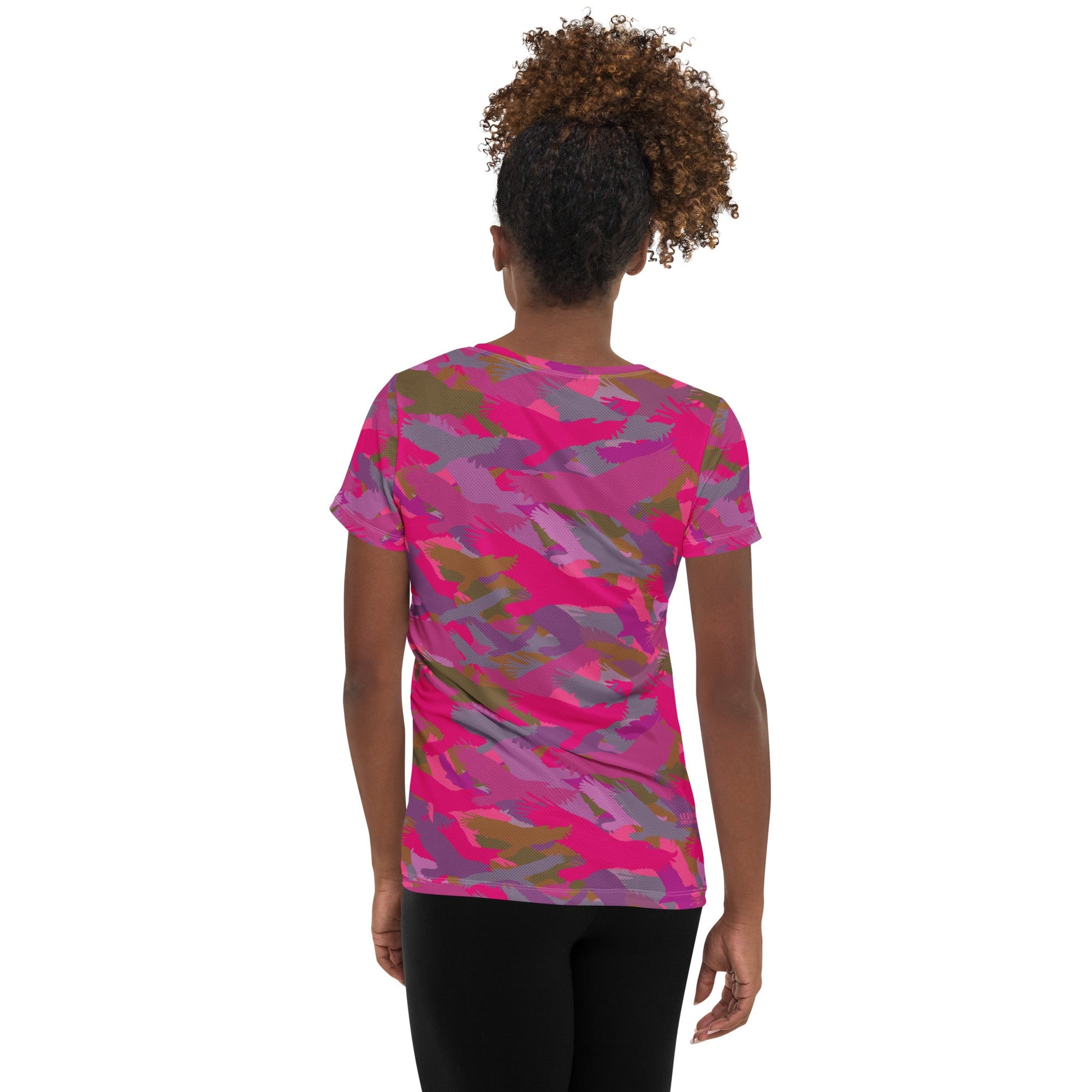 Women's Bald Eagle Camo in Pinks and Purples Athletic T - shirt - Alfano Dry Goods