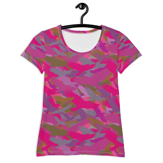 Women's Bald Eagle Camo in Pinks and Purples Athletic T - shirt - Alfano Dry Goods