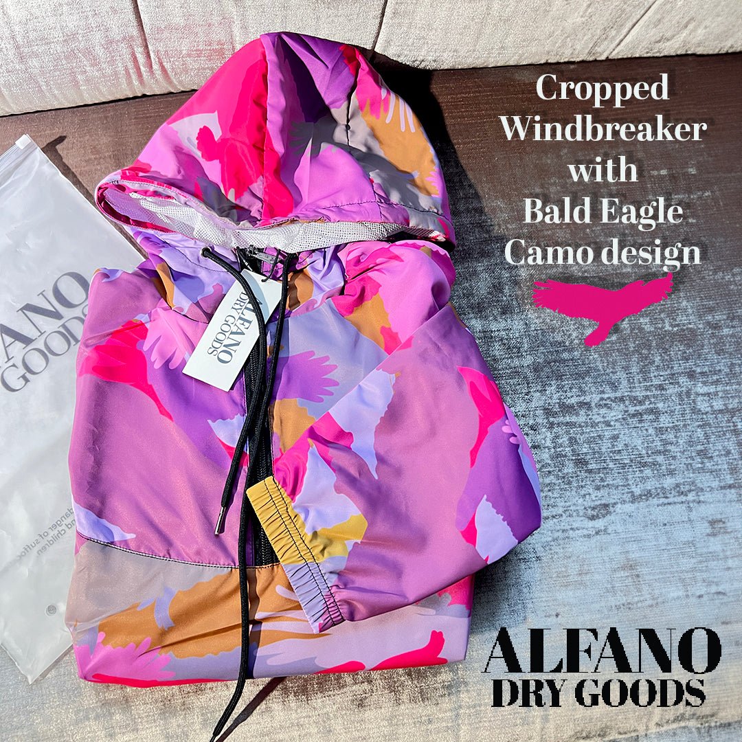 Bald Eagle Camouflage in Pinks - Women’s cropped windbreaker - Alfano Dry Goods